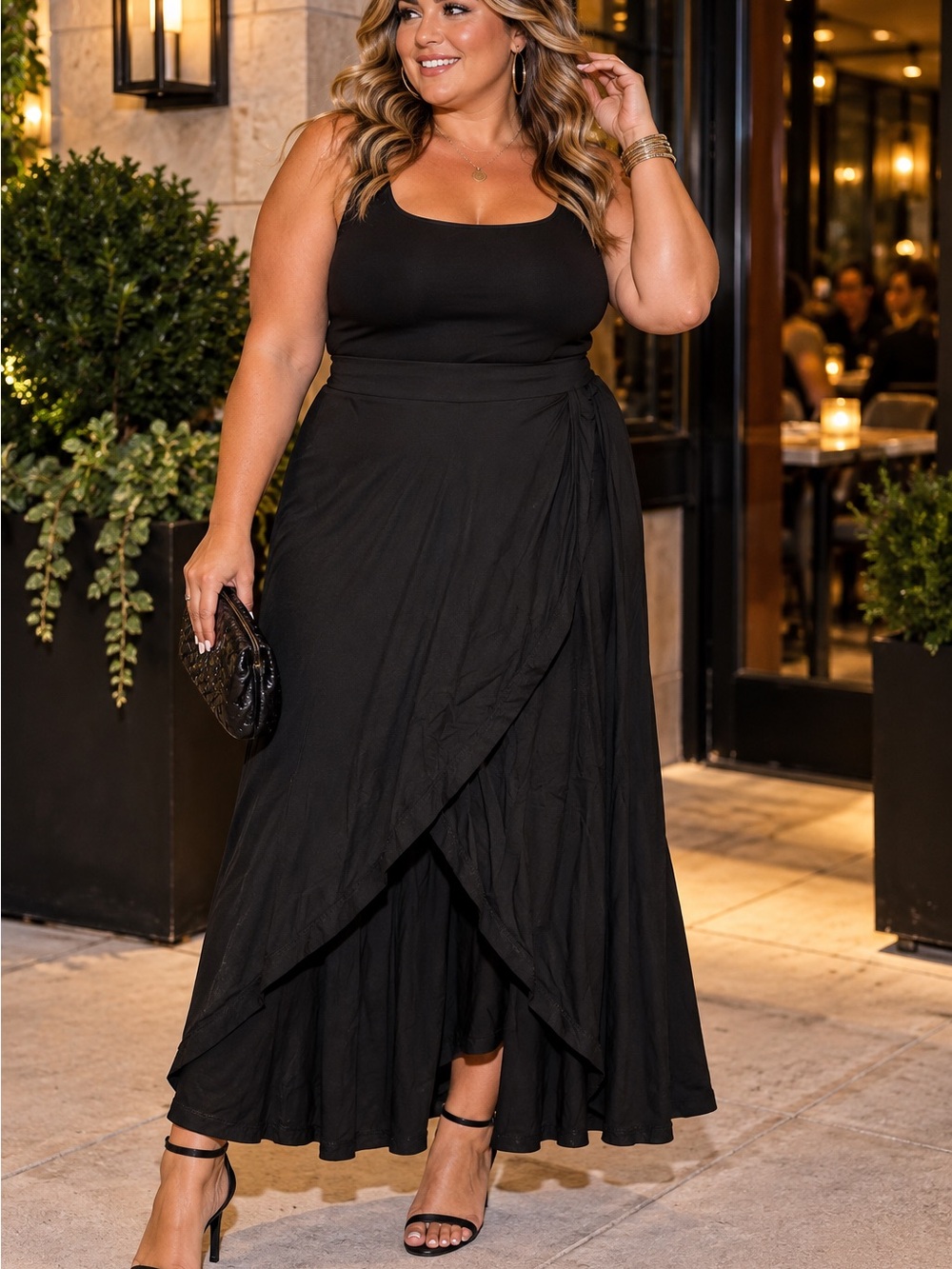 Azules Black High-Low Wrap Maxi Skirt